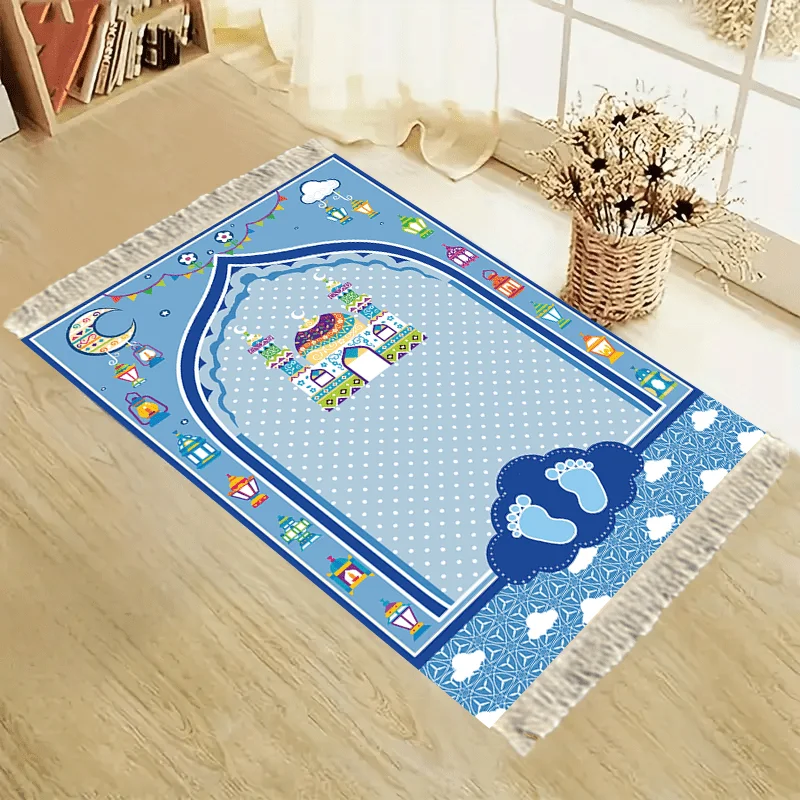 VIKAMA Entzückende Gebetsmatte für Kinder, rutschfester, weicher Teppich mit Quasten, ideal für den Gebet- und Spielbereich zu Hause, Heimdekoration