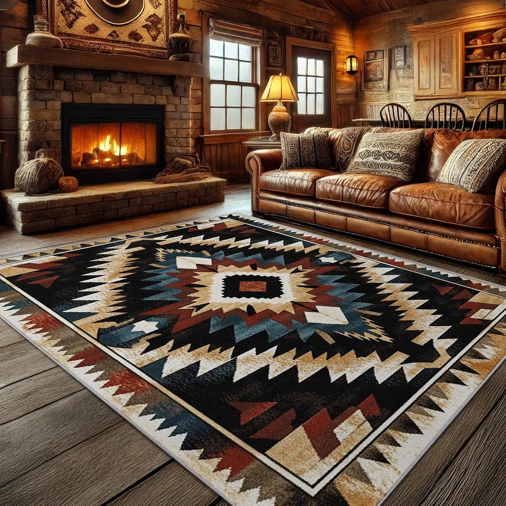 Extra Large Navajo Aztec Tribal Geometric Southwestern Area Rug Washable Non Slip Carpet for Living Room Bedroom Home Decor