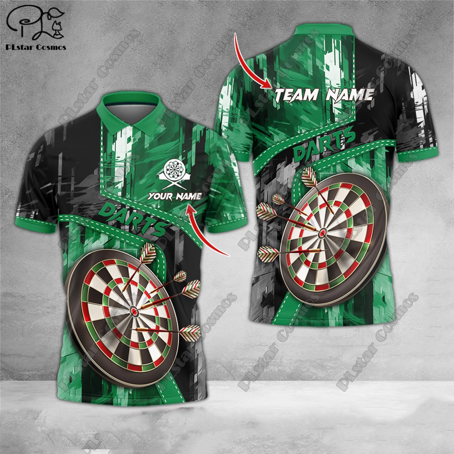 New custom personalized 3D printing  flame pattern darts POLO shirt T-shirt universal leisure team throwing sports series D-1