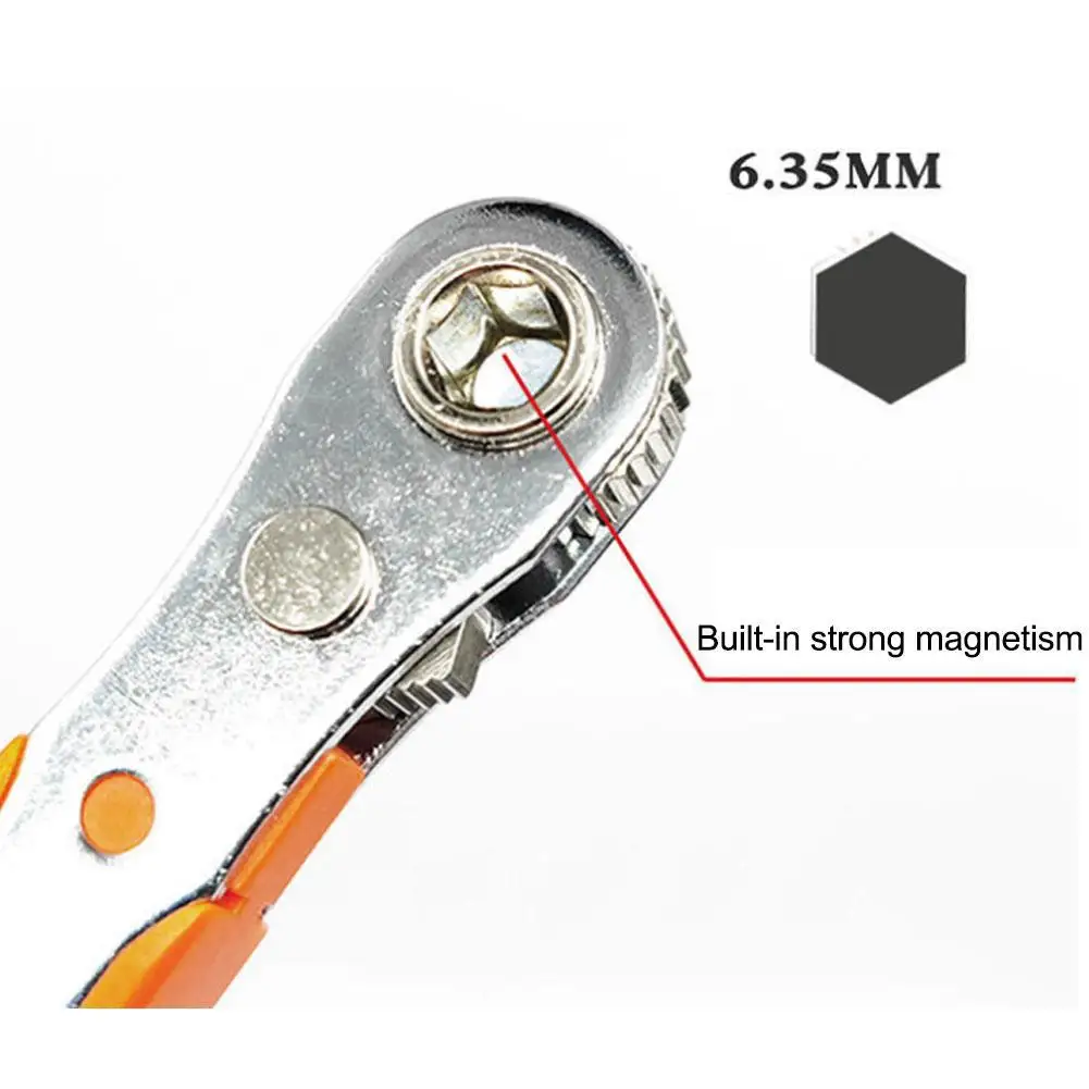 Hexagon Ratchet Spanner 1/4inch Mini Quick Release Socket Tools Household Handle Repair Tool Wrench Screwdriver for Car Vehicle