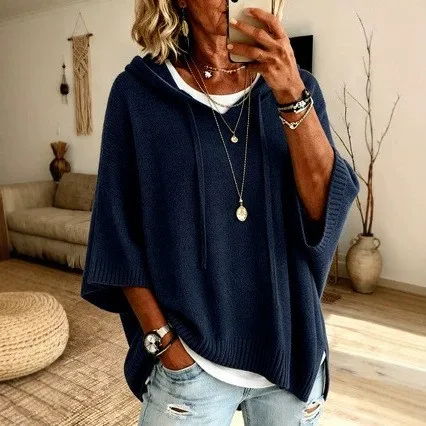 Women's Sweater Hoodie Oversized Fit Long Sleeve Medium Weight Knit Fabric Rustic Style Distressed Sporty Print Regular Length