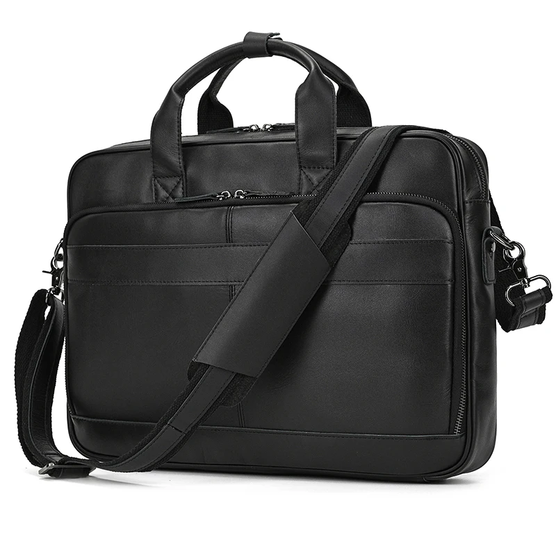 Men Briefcase Genuine Leather Laptop Bag 14 15.6" PC Doctor Lawyer Computer Bag Cowhide Male Briefcase Leather Men Business Bag
