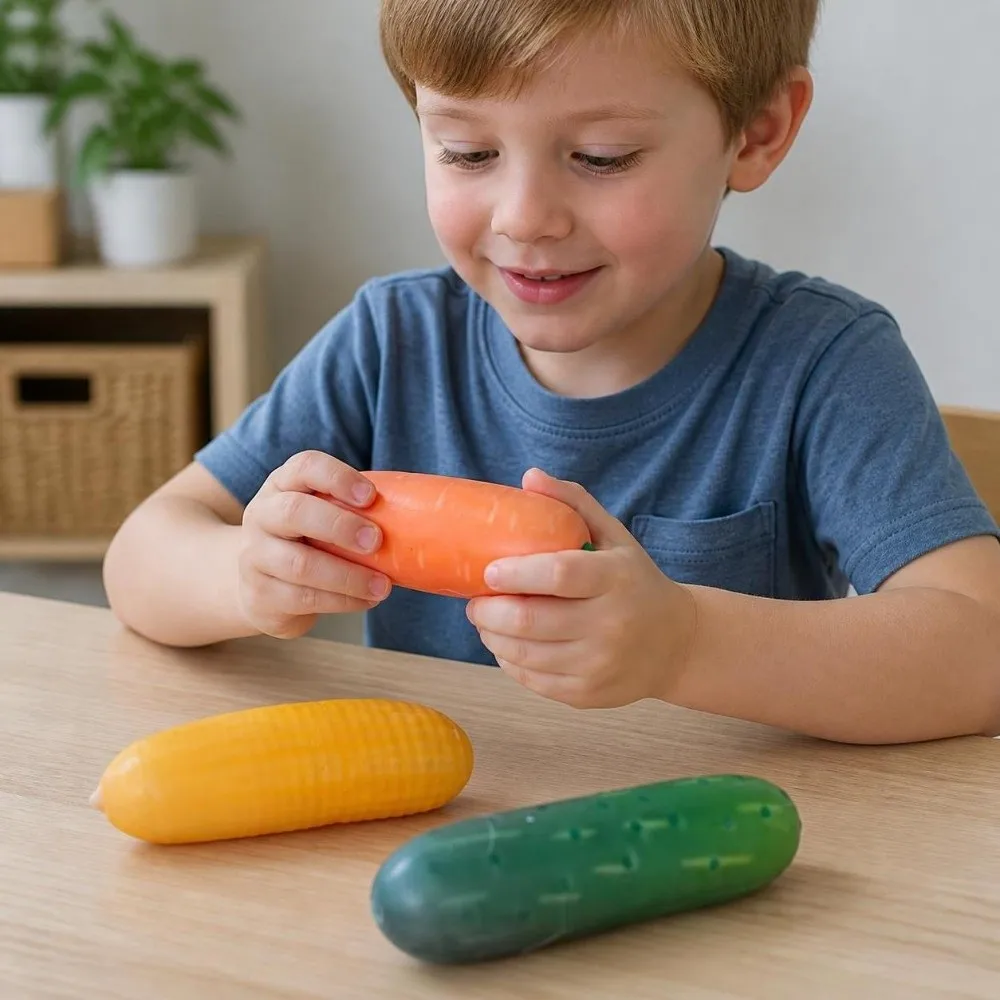 Wax Coating Carrot Squeeze Sound Crispy Kneading Crunchy Vegetables Squishy Funny Hand Relax Sensory Stress Office Desk