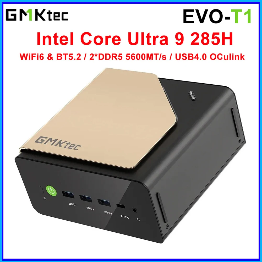 GMKtec EVO-T1 Intel Core Ultra9 285H كمبيوتر صغير Win11 Pro Dual LPDDR5 WiFi6 BT5.3 3 * M.2 SSD PCIe16 USB4.0 2*2.5G LAN لعبة الكمبيوتر #1