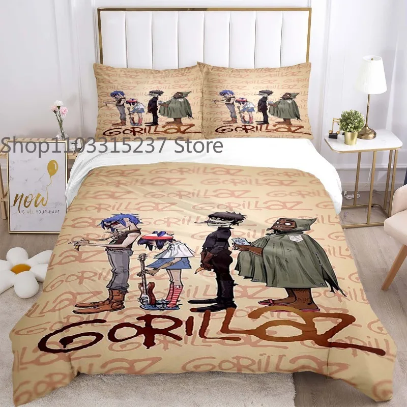 

Gorillaz Band Duvet Cover Sets Printed Bedding Set Double Queen King Size 2/3pcs,rock Roll Music