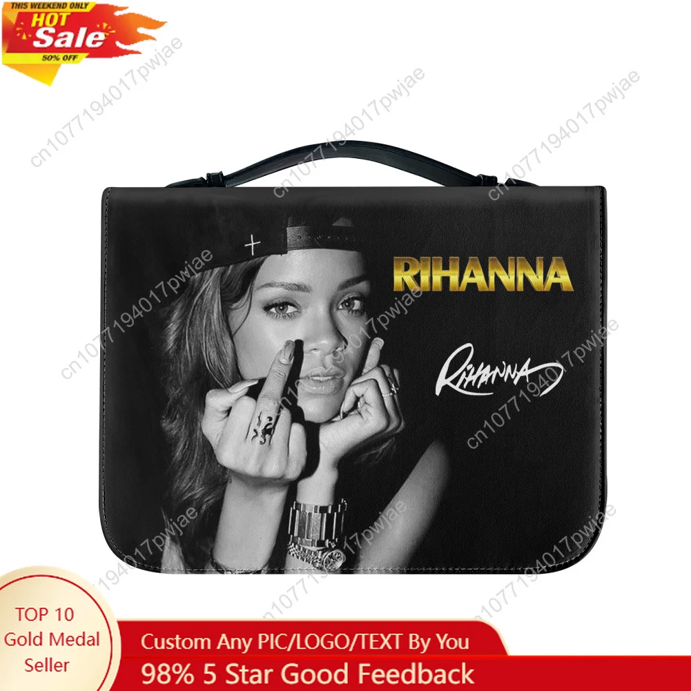 R-Rihanna Hip-hop Rapper Bible Bags Christian Gifts Personalized Cover Bible Pack Waterproof Leather Bag Pockets Package Case