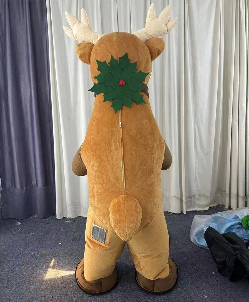 Inflável milu cervos elk mascote traje dos desenhos animados rena explodir andando boneca roupas halloween natal carnaval festa vestido