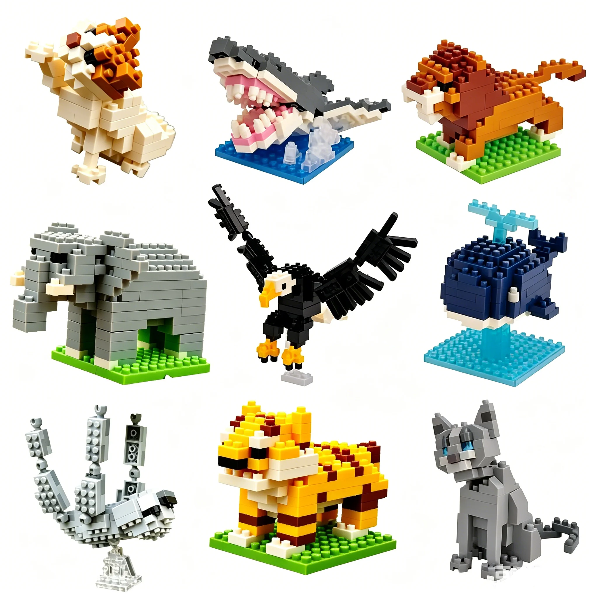 Kids Toy Mini Building Blocks Micro Bricks Eagle Moose Dog Cat Bird Animals 3D Model Bag Gifts Educational Toys For Children