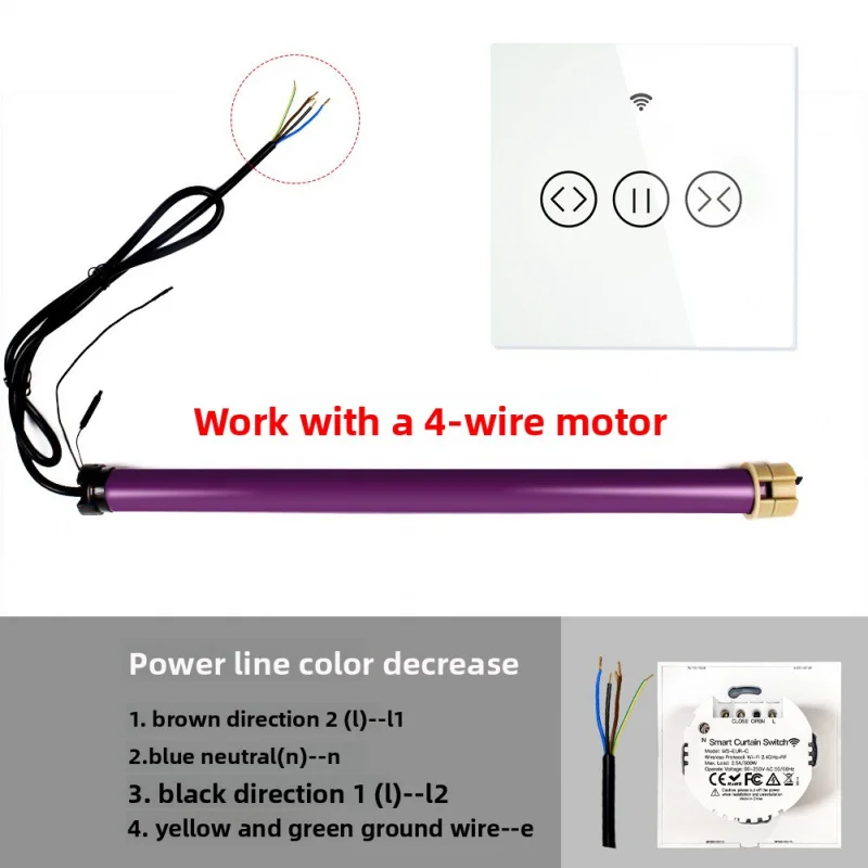 Saklar Tirai WiFi - Kontrol Jarak Jauh Aplikasi Tuya, Kompatibel dengan Motor Dinding