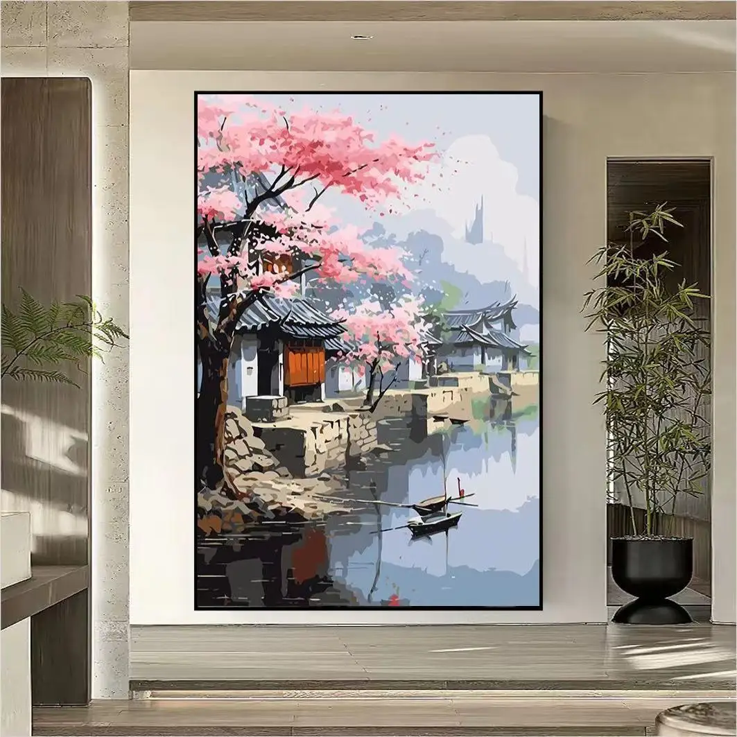 4987081  Digital oil painting living room decorative painting sofa background wall hanging painting