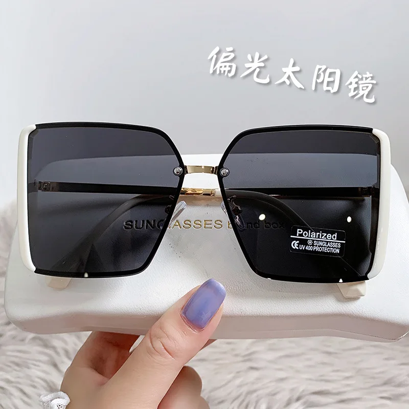 New High-Texture Square Frameless Trimming Polarized Sunglasses UV-Proof TikTok Sunglasses