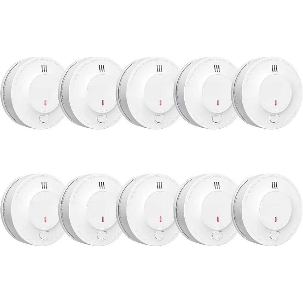

New upgrade-Pack of 10 Smoke Alarm,10-Year Battery Fire Alarm Smoke Detector with LED Indicator&Silence Button-Hot-Sell!