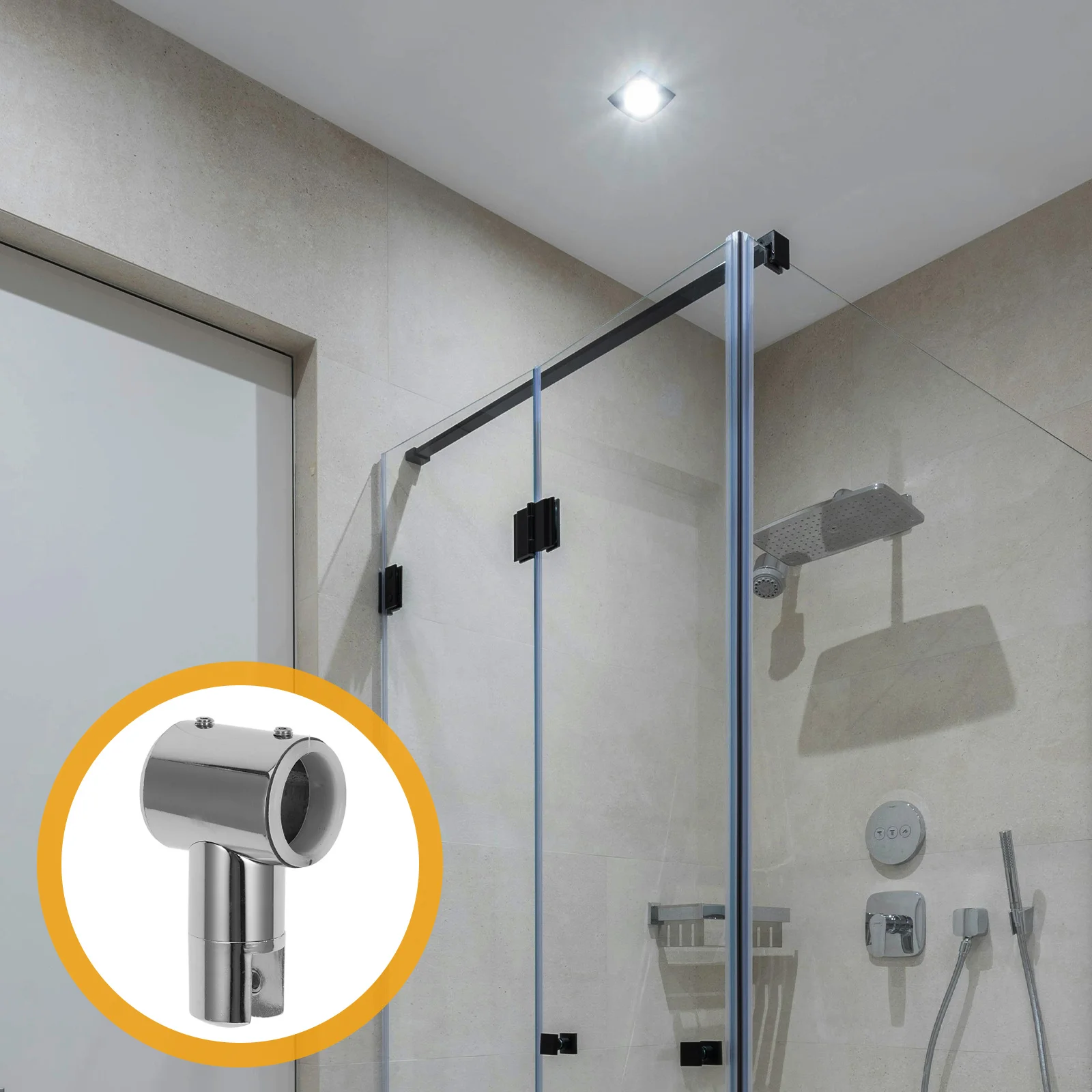 

2Pcs Tube Corner Connectors Stainless Steel Pipe Connector Clamp for Shower Rod Bathroom Glass Door Fittings Shower Rod Clamp