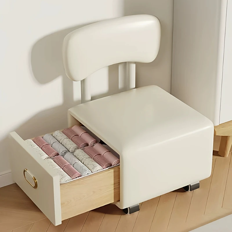 Square Spinning Makeup Stool Elegant Wheels Luxury Storage Makeup Stool Entrance Modern Muebles Para Hogar Room Furniture