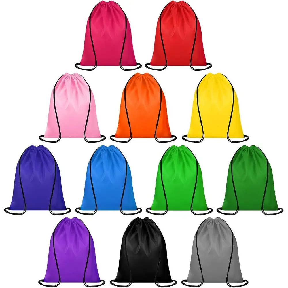 12 ColDstring Backpacks Bulk, Dstring Bags DIY Waterproof Nylon | Lightweight 16.5*13in, Blank or DIY Printing, Reusable Cinch B