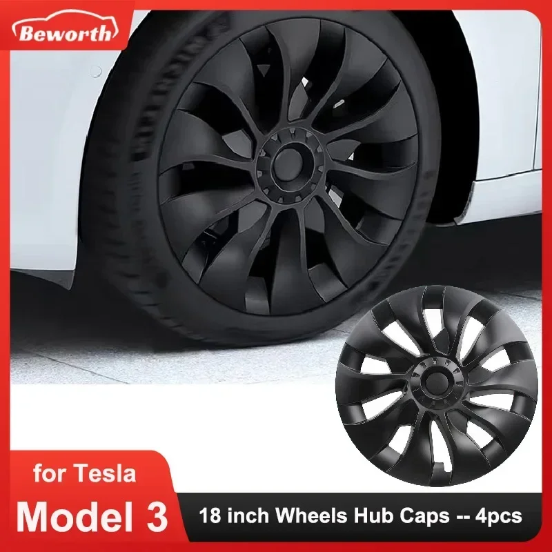 

4PCS 18Inch M3 Hub Wheel Caps For Tesla Model 3 Cap Automobile Performance Replacement Wheel Hubcaps Full Rim Cover Accessories