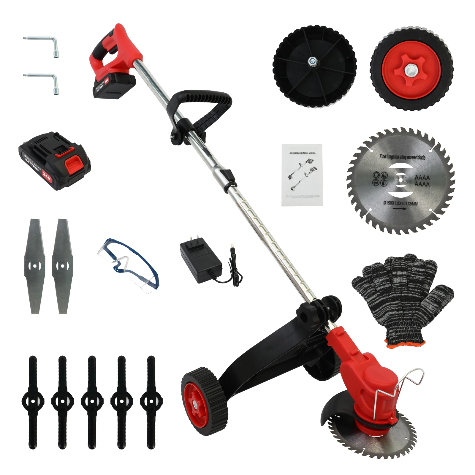 

Electric Cordless Weed Trimmer and Edger 21V one/Two 5C 1.5Ah Lithium Battery 1 US Charger Ideal for Lawn Care and Garden Work