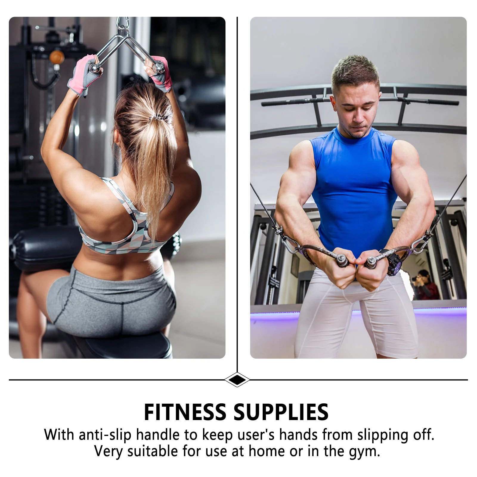 

2Pcs Resistance Band Handles Metal Anti-Slip Grips Strength Training Chest Triceps Workout Cable Drag Hook Gym Accessories