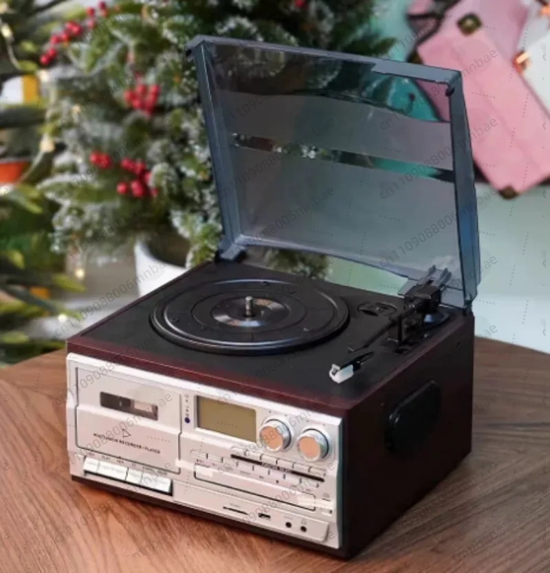 MDF Wooden Record Player Modern Gramophone Cassette Disc/BT DAB FM Turntable Turntable One-Element Function