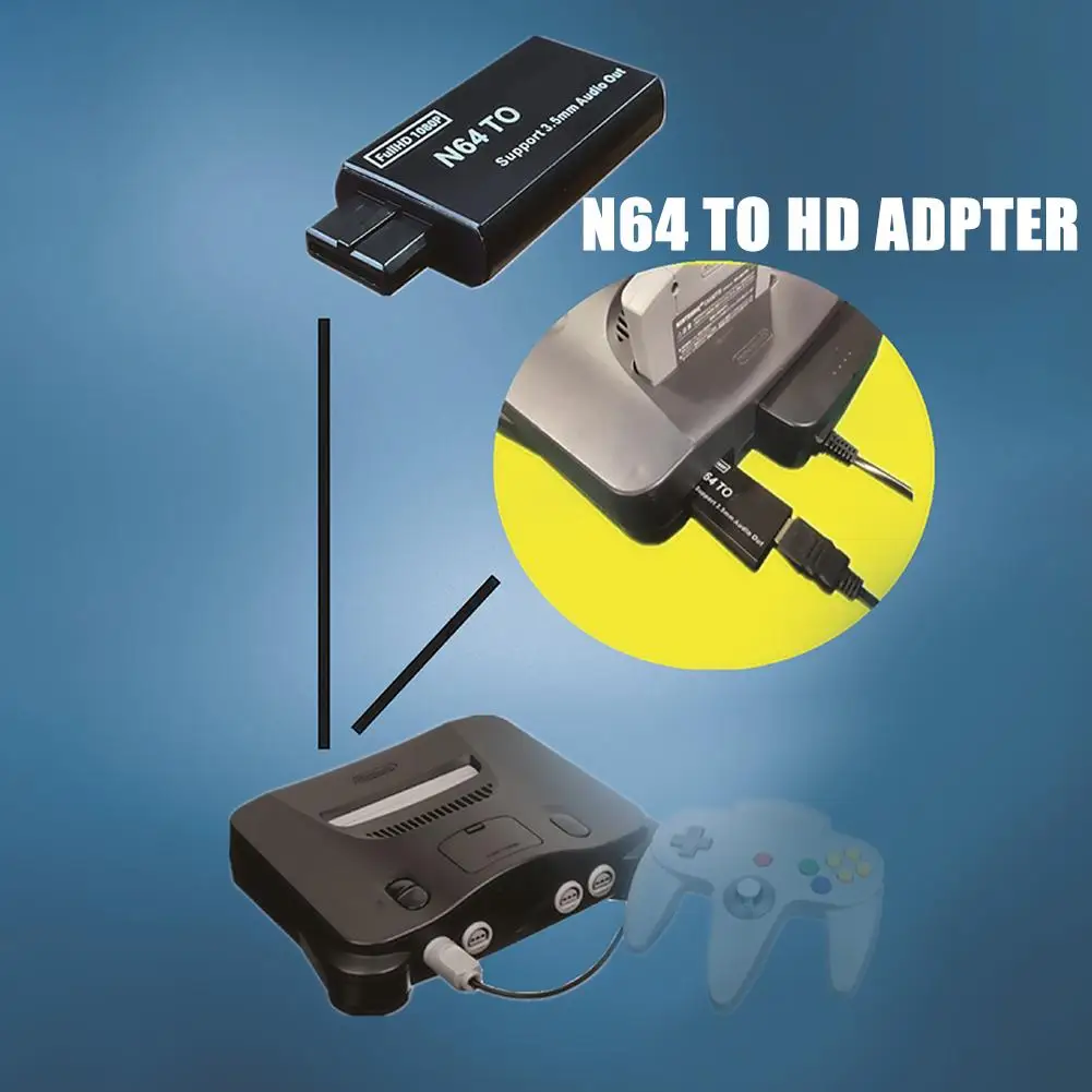 

Адаптер конвертера N64 в HDMI для игровой консоли Plug and Play для N64/SNES/NGC/SFC HDMI-совместимый адаптер с аудиовыходом 3,5 мм