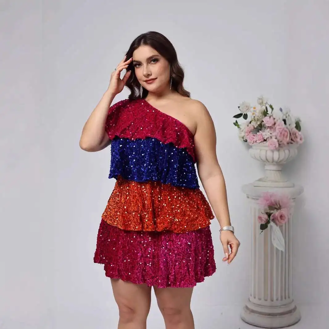 Large Size Dress Sequin Party Performance Costume Princess Dress Short Dress 2025 Dress 2025 Party Summer Elegantes Casual Y2k