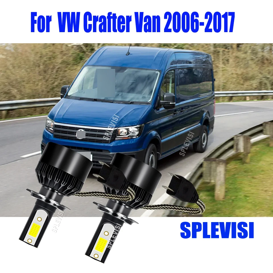 

High Performance Night Vision with H7 LED White Headlights High Low Bulbs - For VW Crafter Van 2006 2007 2008 2009 2010-2017