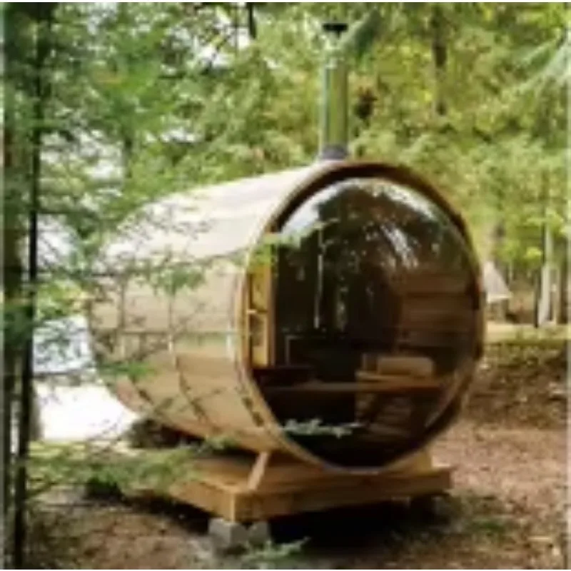 Commercial Cedar Wood Customised 3-4 Person Unique Deluxe Rustic Canadian Cedar Barrel Dry Steam Outdoor Sauna