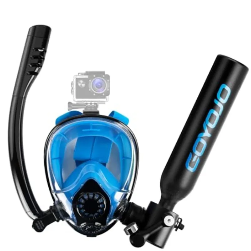 Duiktank met snorkelmasker 0,5L Mini Scuba Draagbare longen Zuurstofcilinder Volgelaatsduikmasker Onderwaterademsysteem