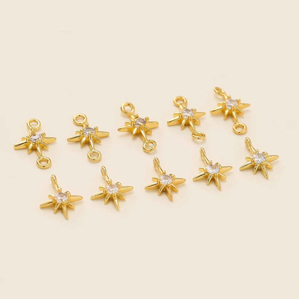 2 Stücke 14/18 Karat Gold Farben Strass Hexagramm Sterne Doppelring Anhänger Für Armband Halskette Dekoration Schmuck Finden