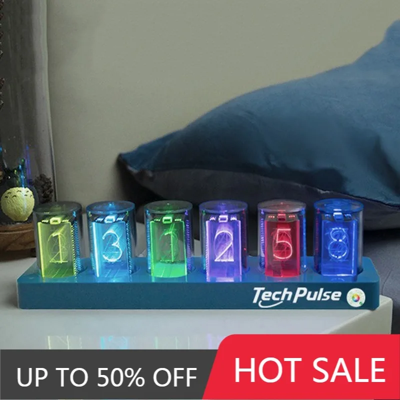 Nixie Tube Table Clock LED Digital Desk Watch Aesthetic Silent Vacuum Tubes Tabletop Clocks Decorative Luxury Desktop Watches