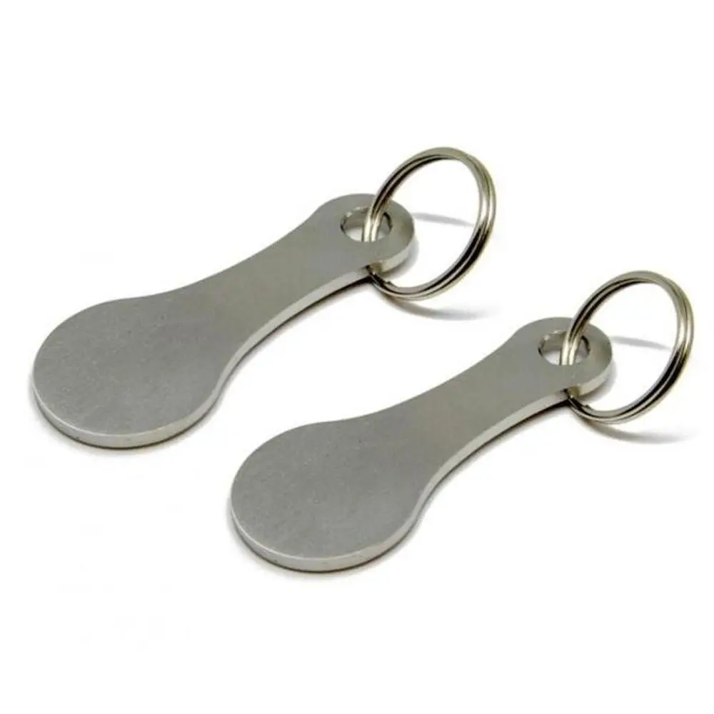 Silver Stainless Steel Decorative Key Hook Decorative Shopping Trolley Token Coin Holder Keychain DIY Shopping Cart Tokens
