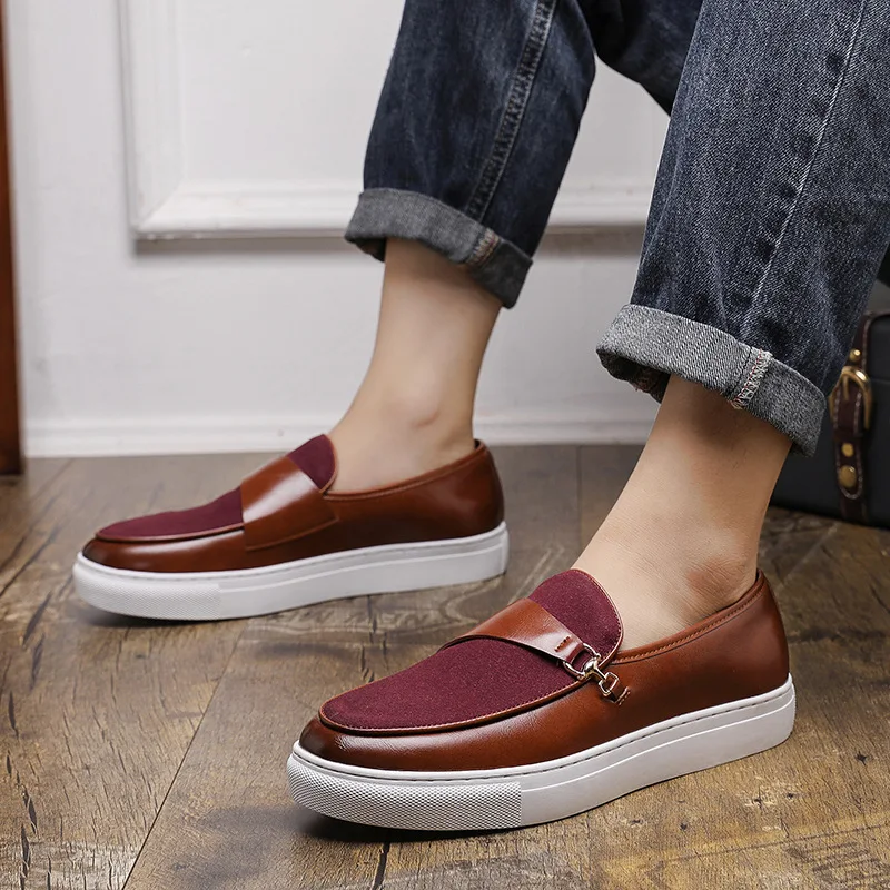 British Style Men's Small Leather Shoes Slip on Loafers Outdoor Sports Casual Men's Shoes