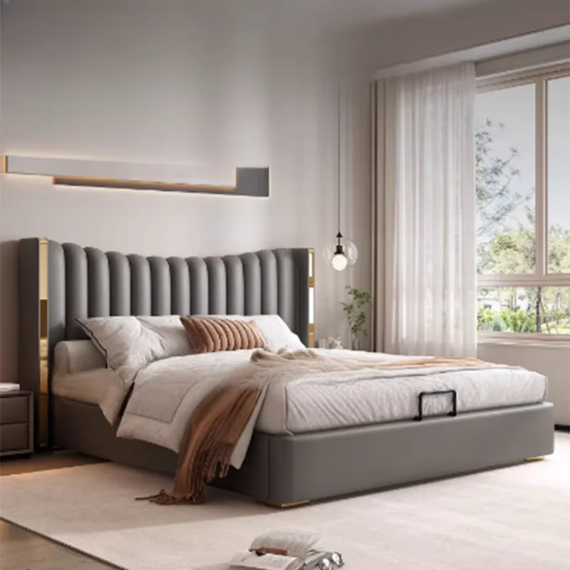 Queen Headboard Double Bed King Size Modern Luxury Living Room Double Bed Hotel Modern Cama Matrimonial Bedroom Furniture