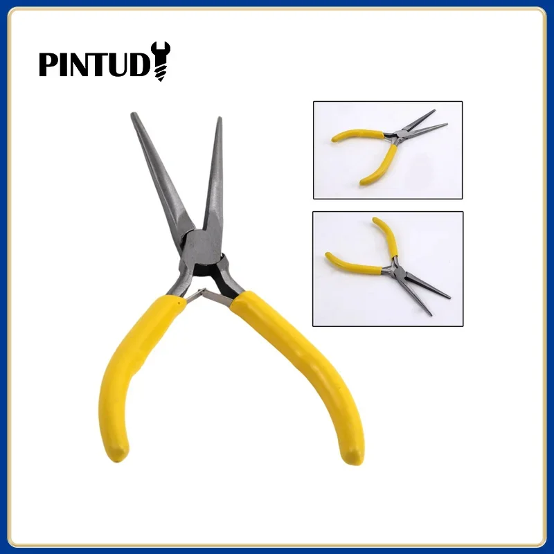 5 inch Multi Functional Mini Long Needle Nose Precision Pliers Modeling Jewellery Wire Work Small Plier Cutting Hand Tool Yellow