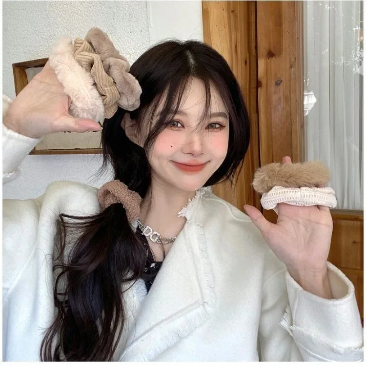 

7Pcs Women Hair Scrunchies Set Plush Solid Hair Bands Ponytail Holder Elastic Ties No Slip Hair Accessories