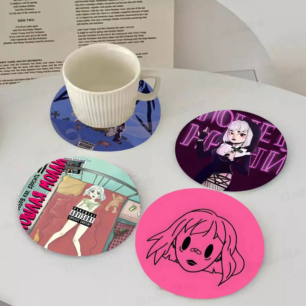Poshlaya Molly Band pattern art painted wooden anti-slip coasters, suitable for decoration of living room kitchenware