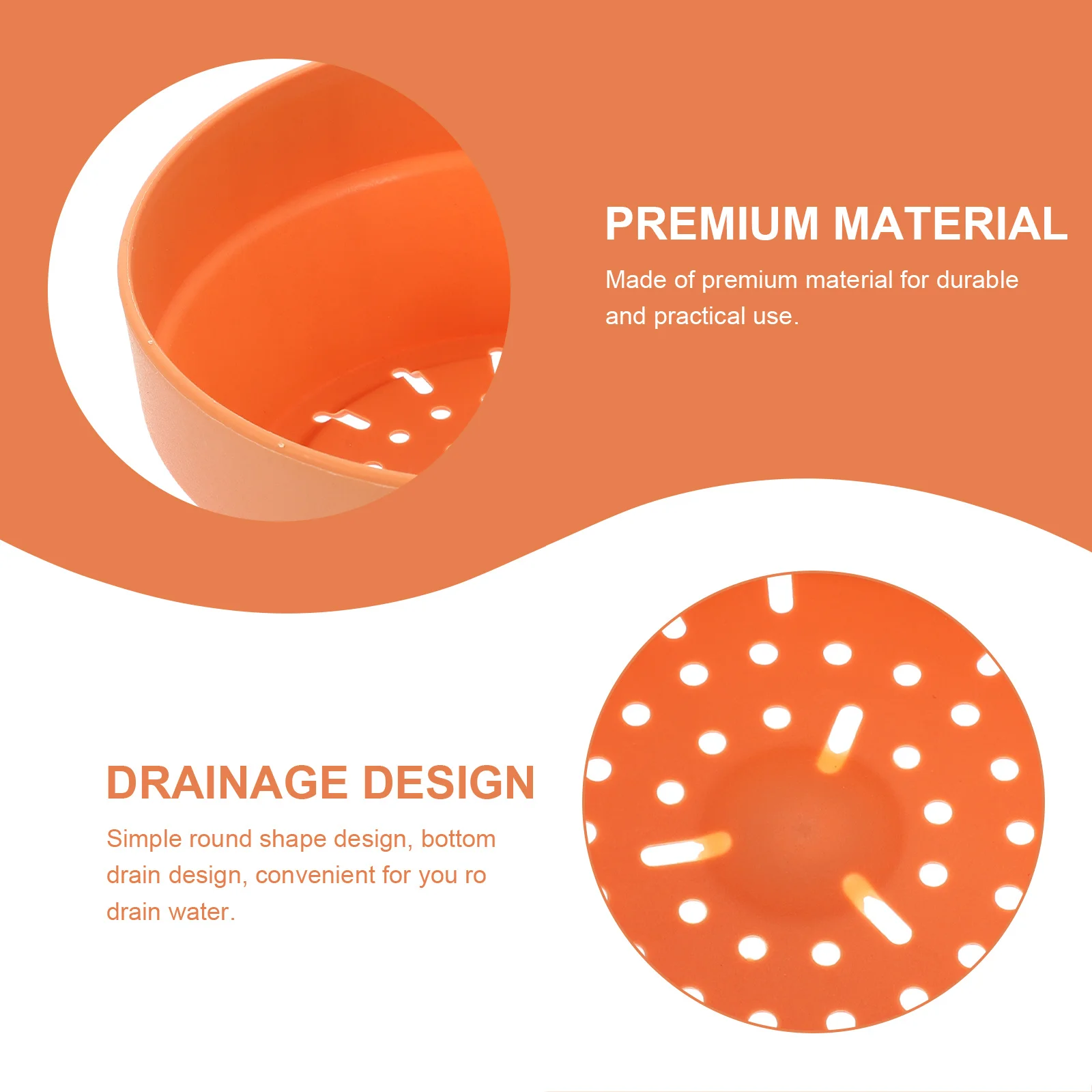 

6Pcs Imitation Clay Plastic Flower Pot Round Drainage Holes Balcony Windowsill Succulent Planter Garden Supplies Orange 12.5cm