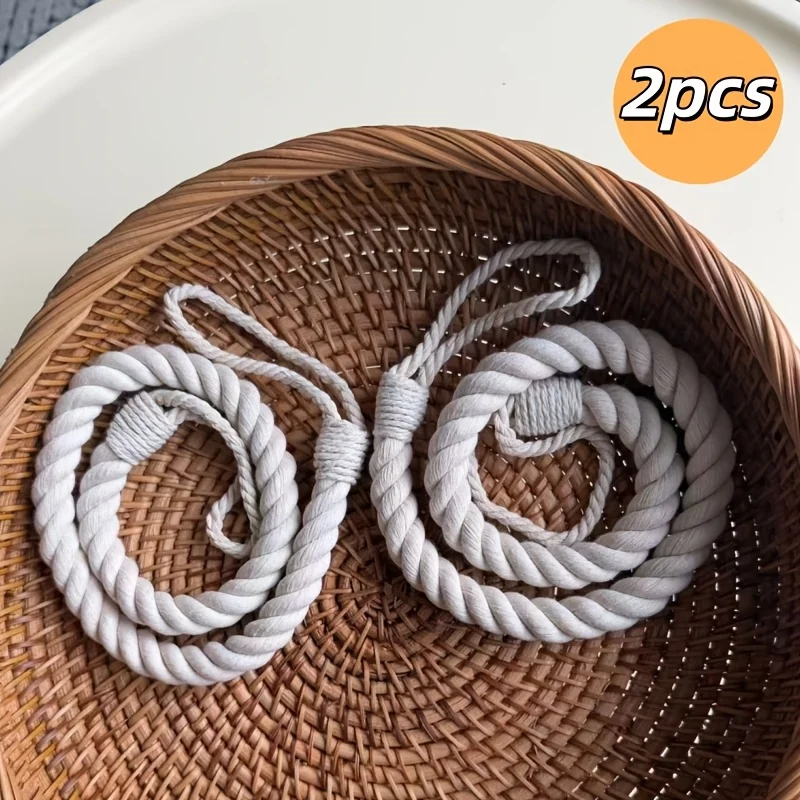 Curtain Tie Down Rope European Rural Cotton Rope No Installation Buckle Fringed Hanging Strap Decorative Holdback