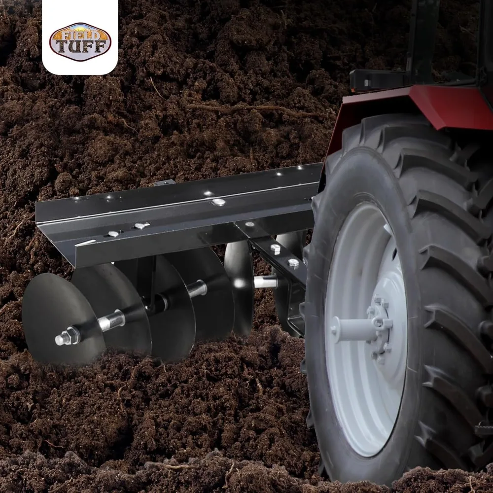 

teel Tow Behind Sleeve Hitch Garden Cultivator Soil Tiller Disc Harrow Tractor Attachment 11 Inch Discs, Black