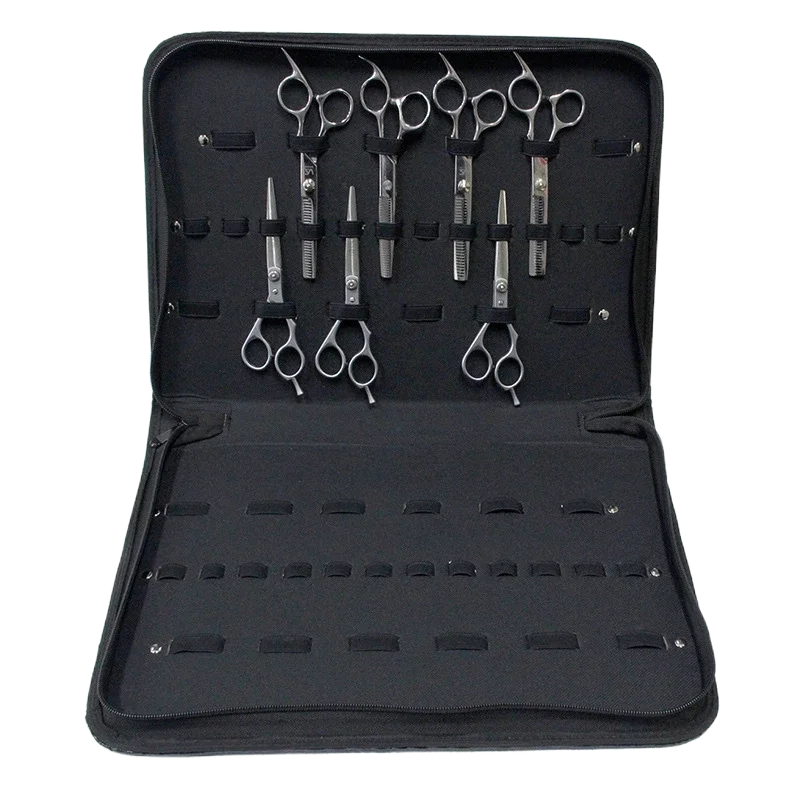 Professional 24-Slot Barber Scissors Organizer - Zipper Style Scissor Bag PU Leather Salon Storage Case for Hairdressing Tools