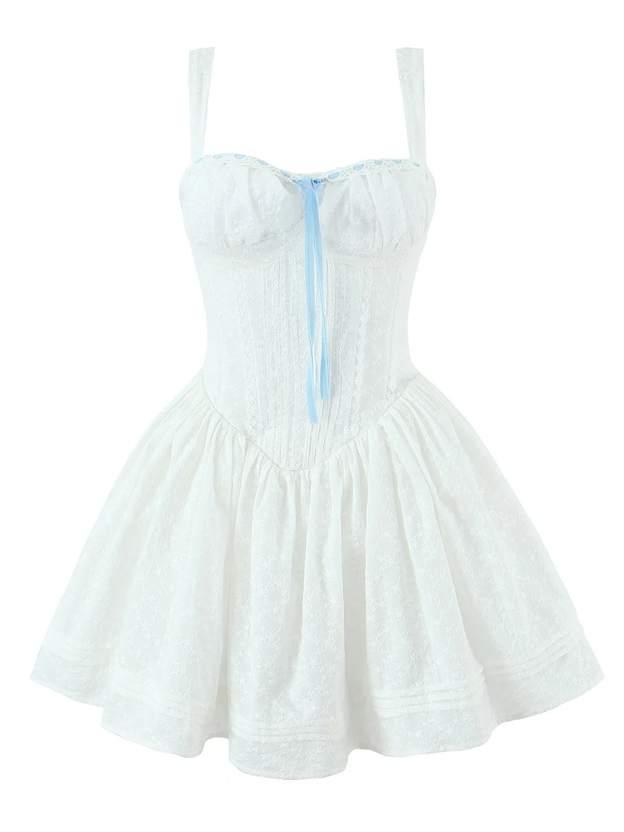 

Ретро-платье с вышивкой и кружевом, разноцветное, с завязками на талии, А-силуэт, топ-бюстье, женское, утягивающее, с пышной юбкой, повседневное, хлопковое