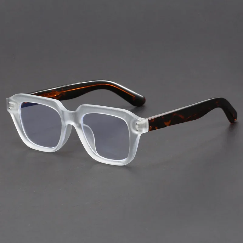 Polygonal Leopard Pattern Anti Blue Light Glasses Frame Fashion INS Classic Retro Flat Mirror Trendy Men's Women's Versatile