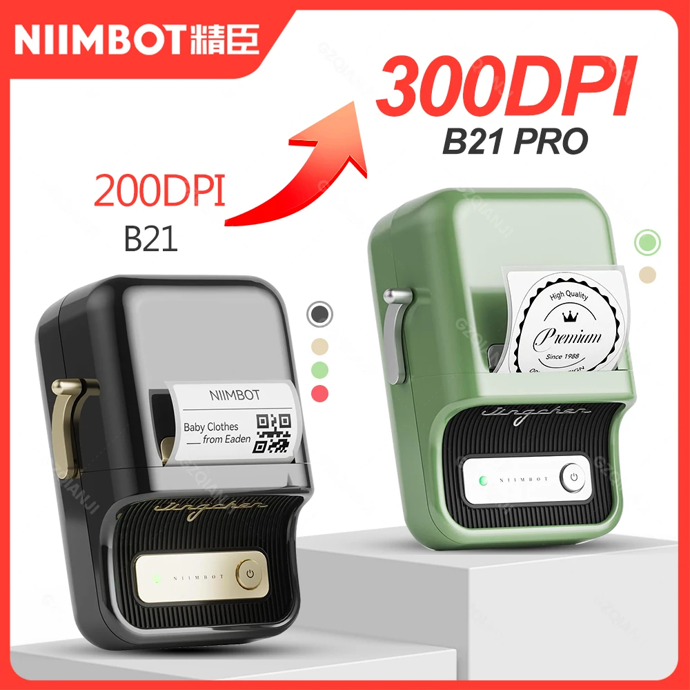 300dpi Niimbot B21 PRO Thermal Label Sticker Print Maker Bluetooth Mobile Wireless Printer for Business Home Office use 20-50mm