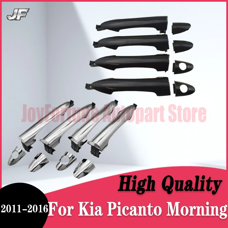 A Set Black Chrome Exterior Door Handle For Kia Picanto Morning 2011 2012 2013-2016 Front Rear Left Right Side Outside Handle
