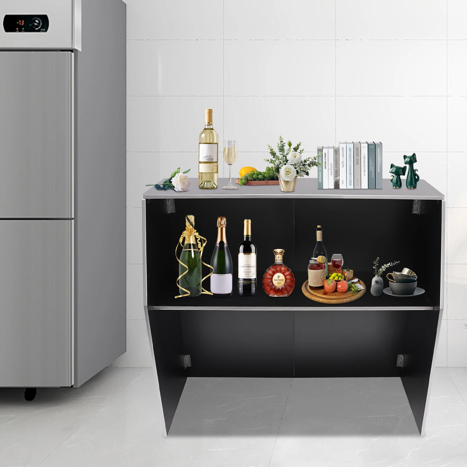 Freestanding Wine Racks & Cabinets, High-Quality Ecological Board and Aluminum, 110lbs Load Capacity, Foldable Design,