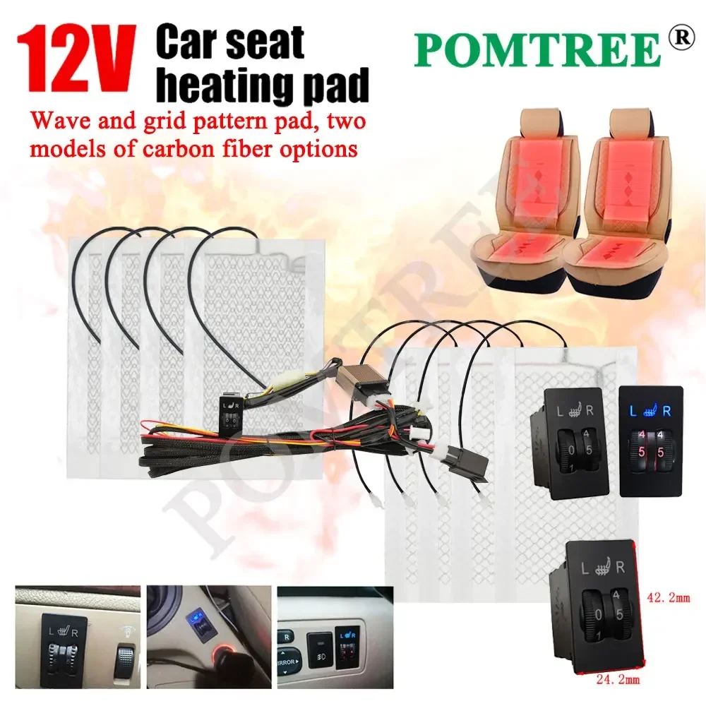 New Car Seat Heater Kit Fit 2 Seats Carbon Fiber Heating Pad 5-level Control Switch For Toyota Camry Corolla RAV4 Highlander