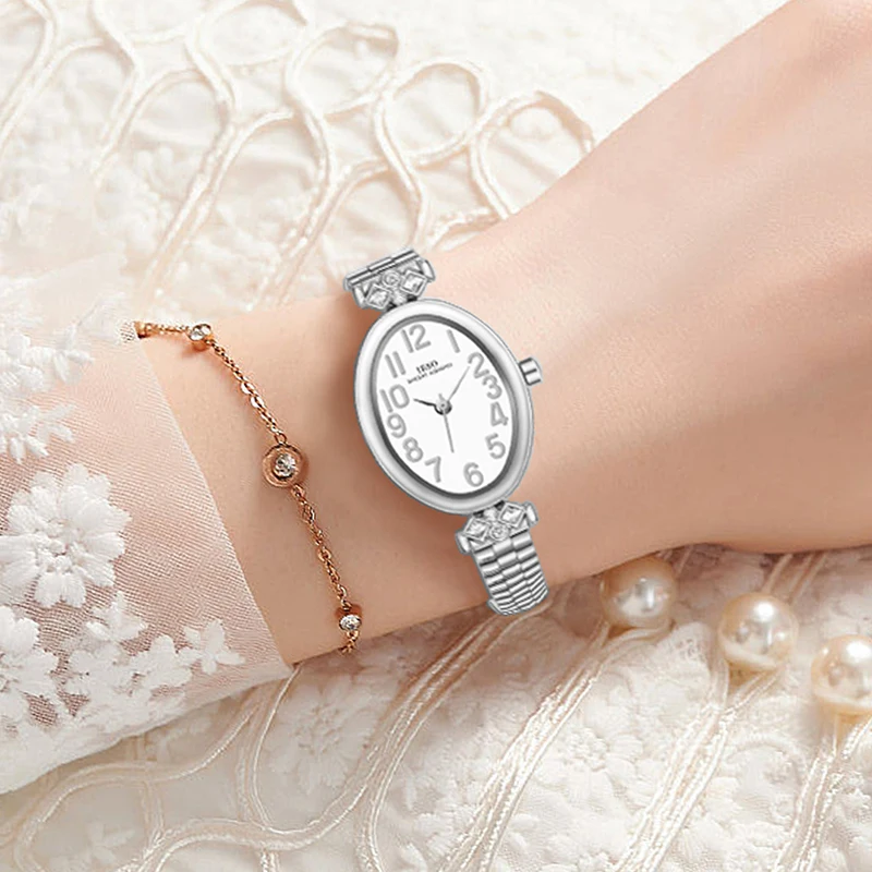 Original Luxury Brand Watches Women Golden Steel High Quality Waterproof Handwatches Female Elegant Small Oval Ladies Wristwatch