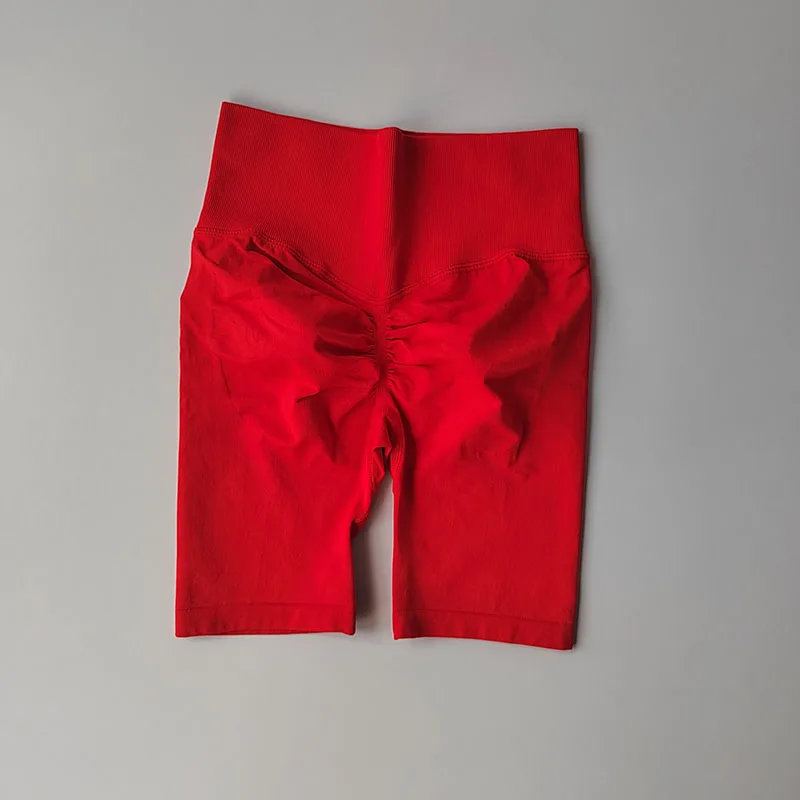 Pfirsichfarbene Fitness-Shorts mit hoher Taille, schnelltrocknend, atmungsaktiv, für das Training, Po-Lifting, eng anliegende Sport-Yoga-Dreiviertelhose – Detail 14