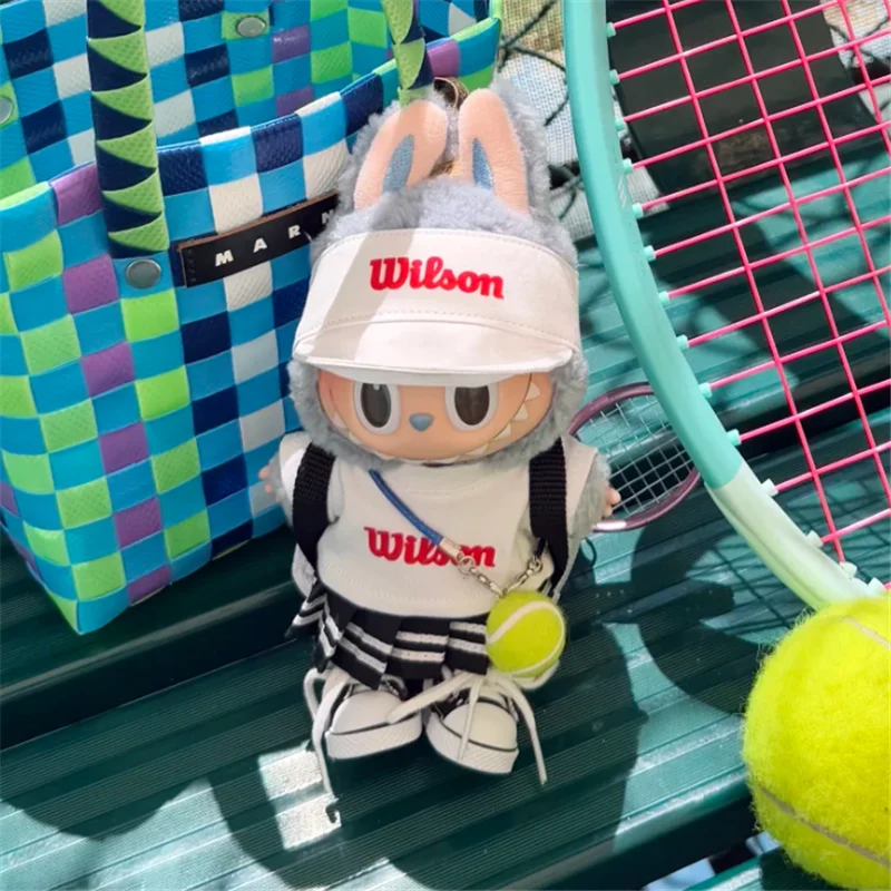 15 17ซม.สําหรับLabubuตุ๊กตาชุดกีฬาเทนนิสแต่งตัวPeakedหมวกผ้าใบรองเท้าเสื้อยืดเสื้อผ้านั่งอุปกรณ์เสริม