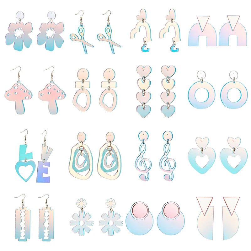 

Creative Acrylic Colorful Pendant Earrings Gradual Geometric Pattern Love Notes Trend Fashion Men's Women's Jewelry